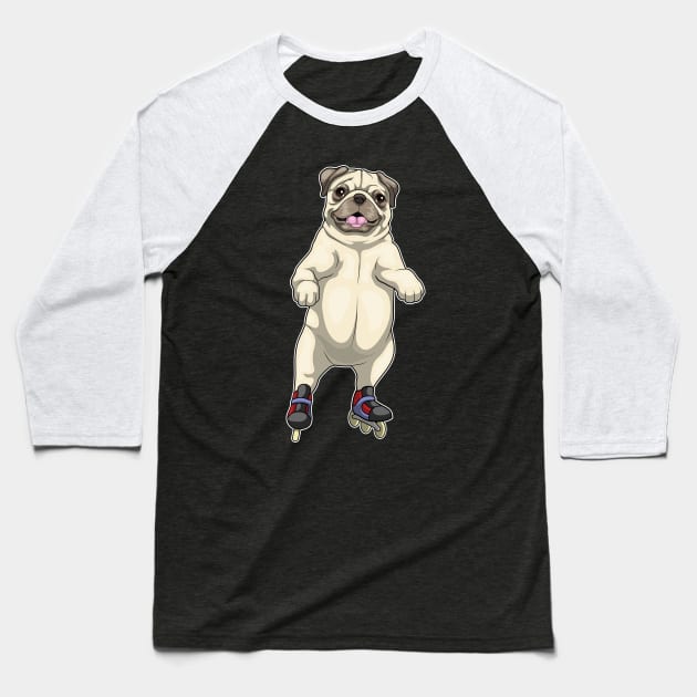 Pug Inline skating Roller skates Baseball T-Shirt by Markus Schnabel